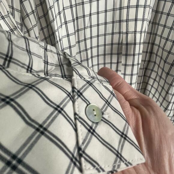 J. Jill Button Back Peter Pan Collar SIZE LARGE Womens Blouse Windowpane Plaid - Picture 8 of 10